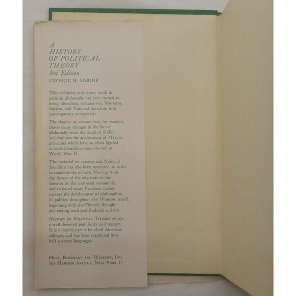 A History of Political Theory Sabine Hardcover Dust Jacket Academic Classic - Picture 8 of 10
